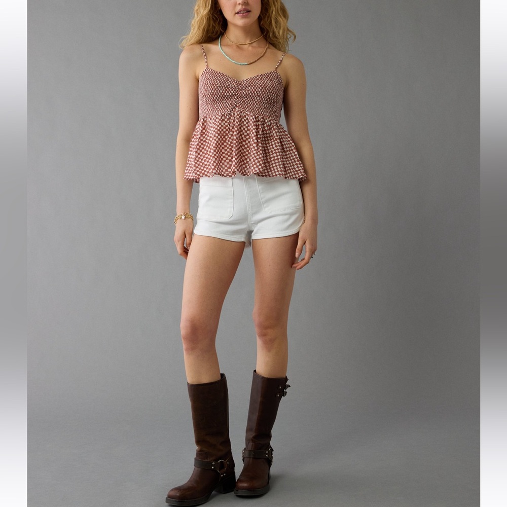 NWOT American Eagle Outfitters White Next Level Denim Micro Shorts Sz M